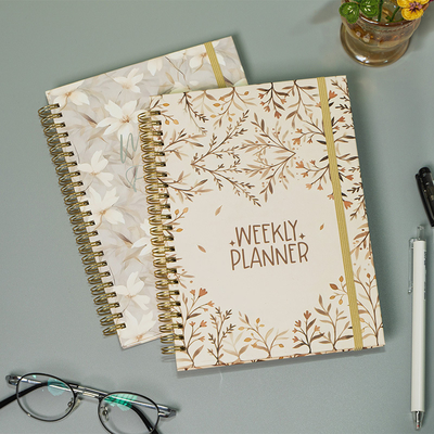 5.8 X 8.3 Inches White Paper Custom Cover Art Spiral Hardcover Notebook with Personalization Option