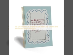A5 Spiralgebundenes Hardcover-Notizbuch mit kräftigem Farbschema und geprägtem Design